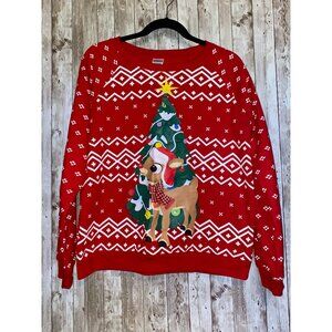 Rudolph the Red-Nosed Reindeer Lights Up Red Christmas Sweatshirt Size Large